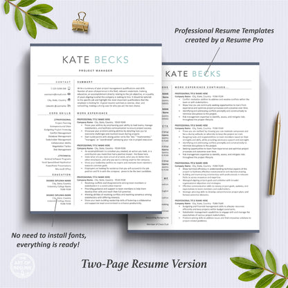 The Art of Resume Templates | Two Page Professional Modern Executive Resume CV Template | Curriculum Vitae
