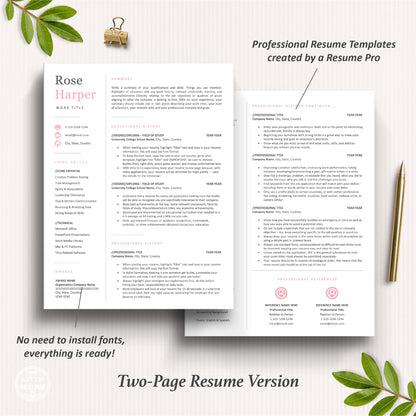 The Art of Resume Templates | Two Page Pink  Professional Modern Executive Resume CV Template | Curriculum Vitae