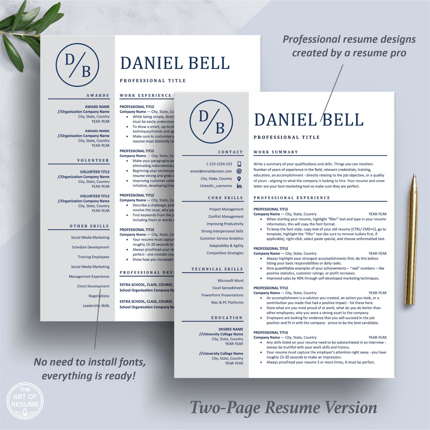 Executive Resume Design | Professional Resume CV - The Art of Resume