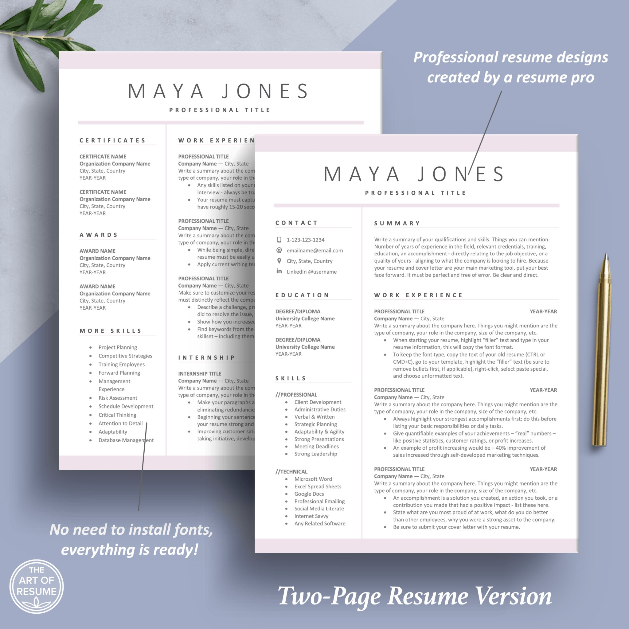 Modern Resume Templates | Editable Resume for Any Career – The Art of ...