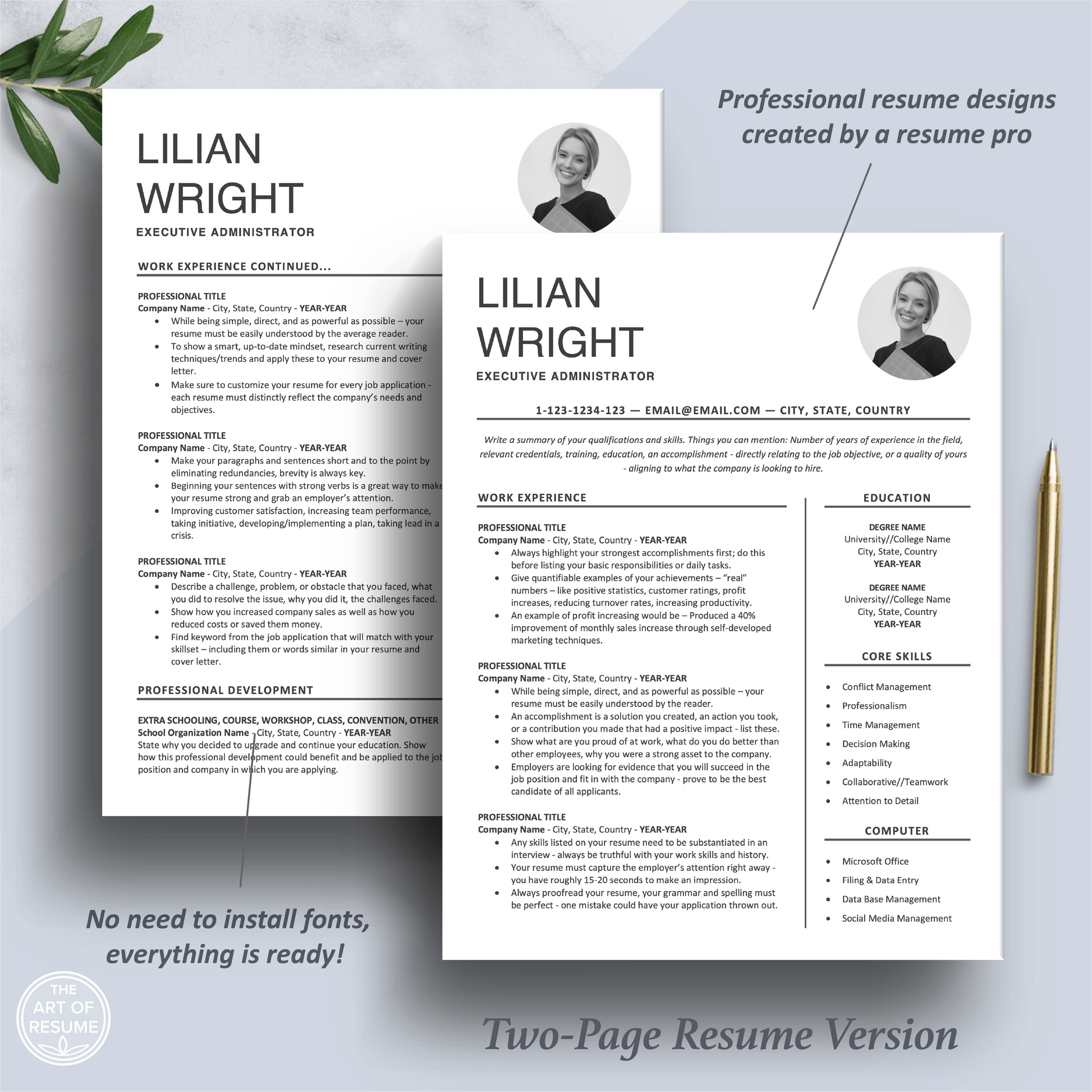 Professional Resume with Photo | Modern Resume with Profile Picture - The Art of Resume