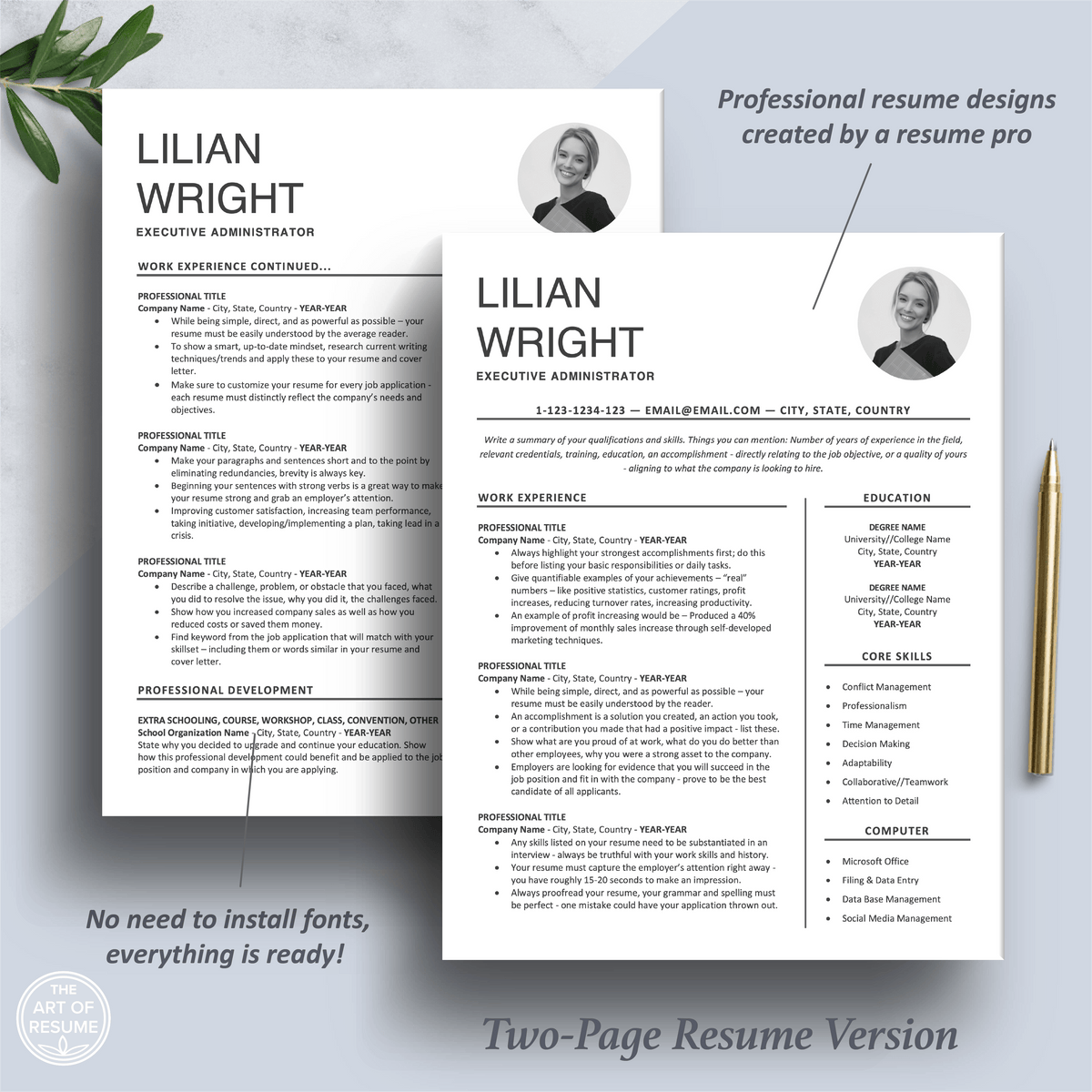Resume Photo Example Professional Resume with Photo, Modern Resume Templates – The Art of Resume