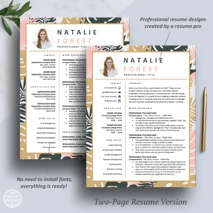 Creative Floral Resume Photo Insert | Stylist, Designer, Fashion, Blogger - The Art of Resume