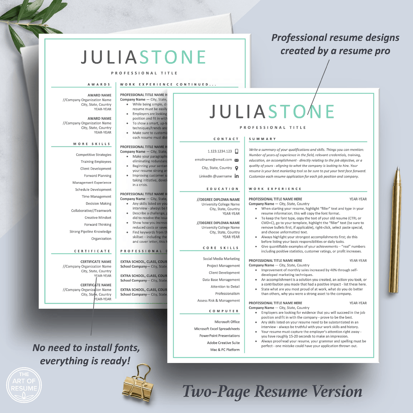 Professional Resume Templates | Free Resume Designs Included (Simple) - The Art of Resume