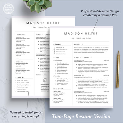 The Art of Resume Templates | Two Page Professional Modern Executive Resume CV Template | Curriculum Vitae