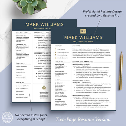 The Art of Resume Templates | Two Page Professional Modern Executive Resume CV Template | Curriculum Vitae
