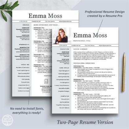 The Art of Resume Templates | Two Page Executive C Suite Levele Resume CV Template | Curriculum Vitae