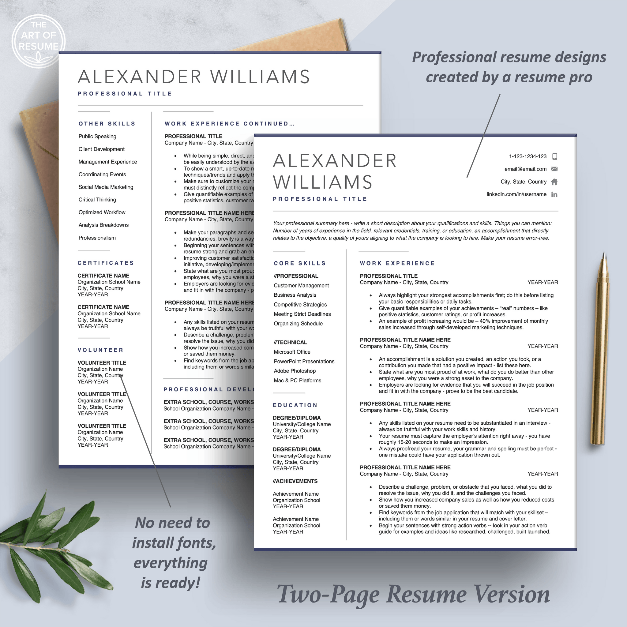 Free Resume Templates | CV Template Design | The Art of Resume