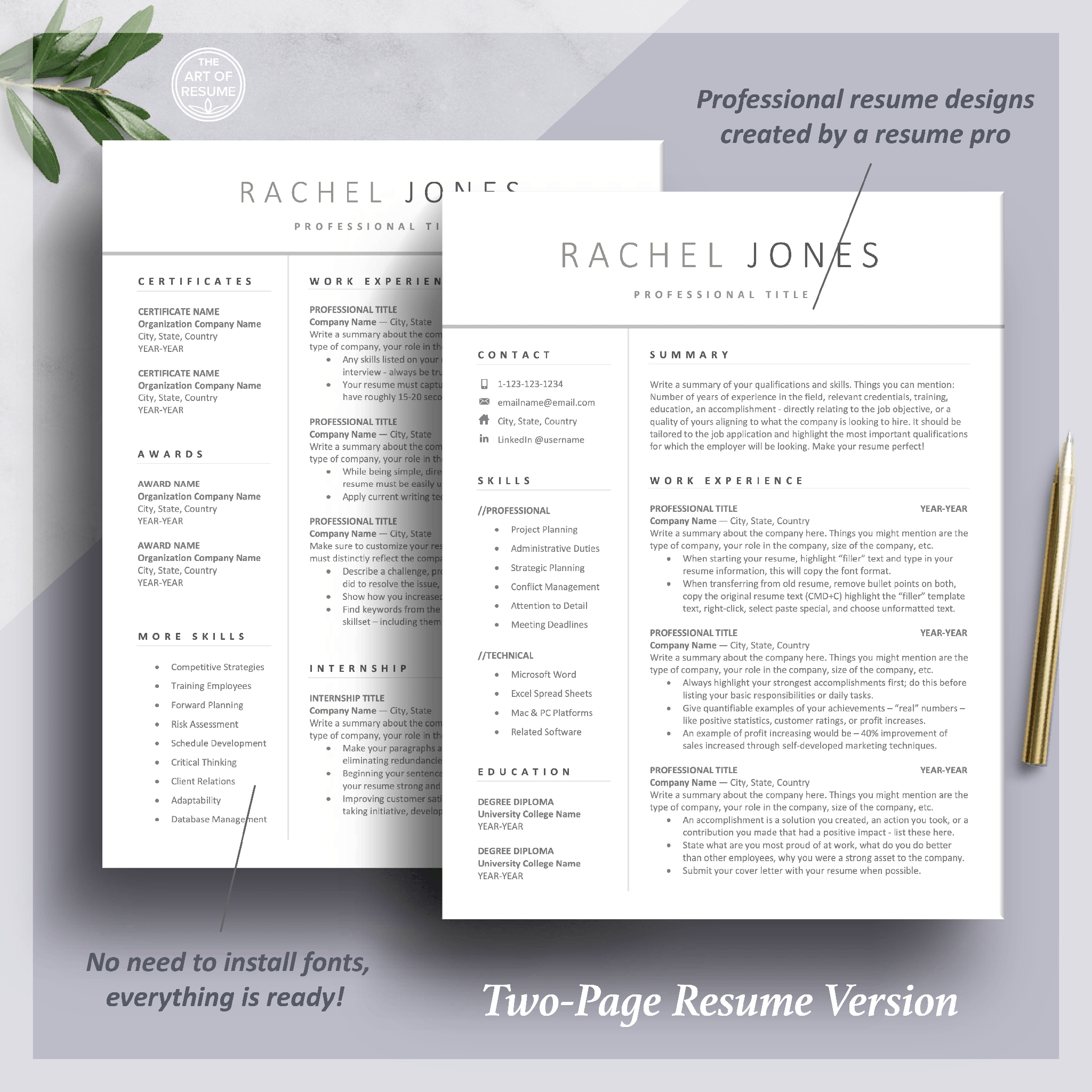 Simple Resume Template - Resume CV for Any Career – The Art of Resume