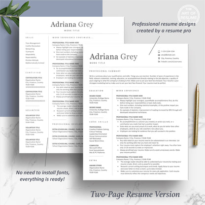 The Art of Resume | Professional Resume CV Template Bundle Design | 2 Page Executive Resume CV Format