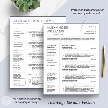 The Art of Resume Templates | Two Page Professional Modern Executive Resume CV Template | Curriculum Vitae