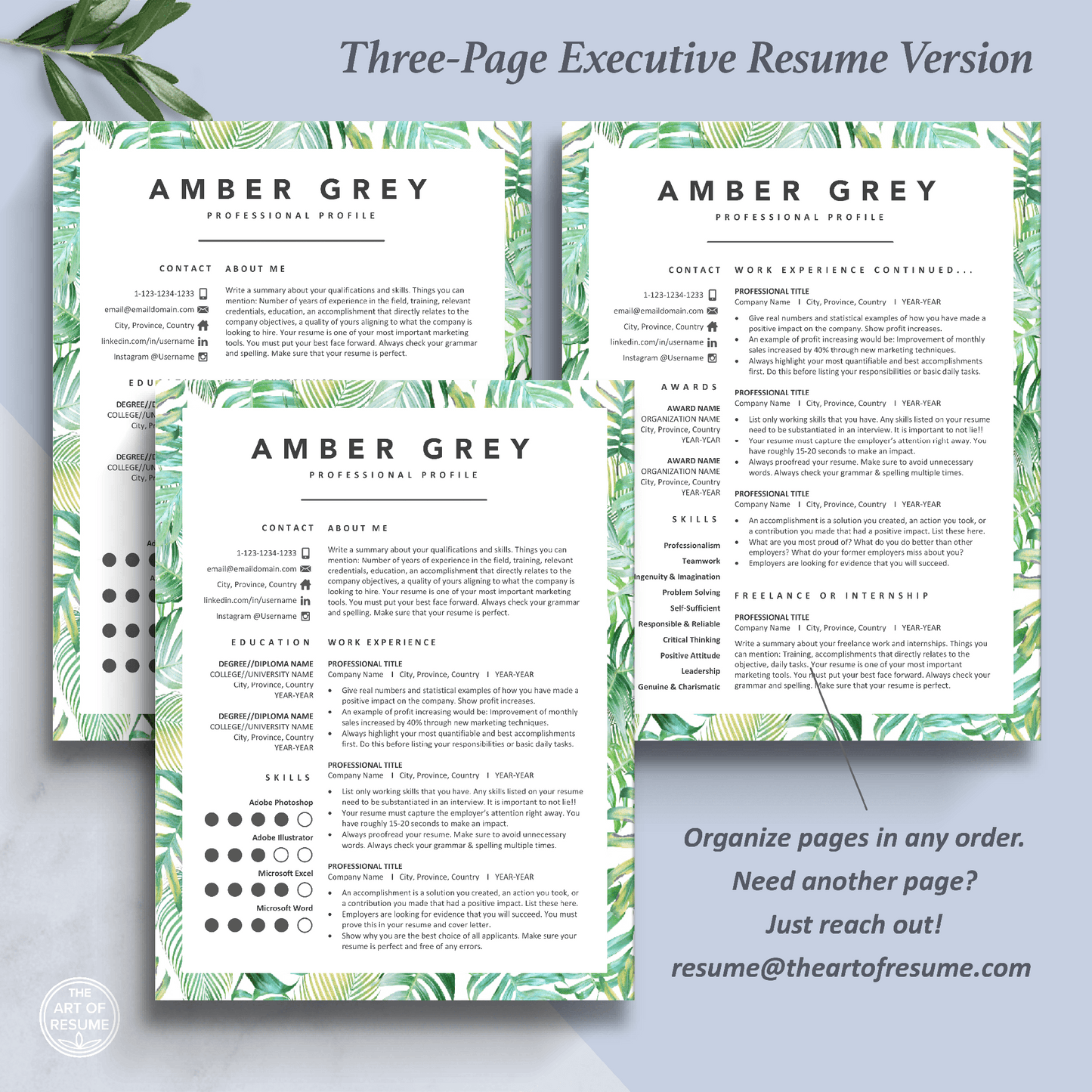 Creative CV Template Bundle | Floral Green Resume [Free Cover Letter]