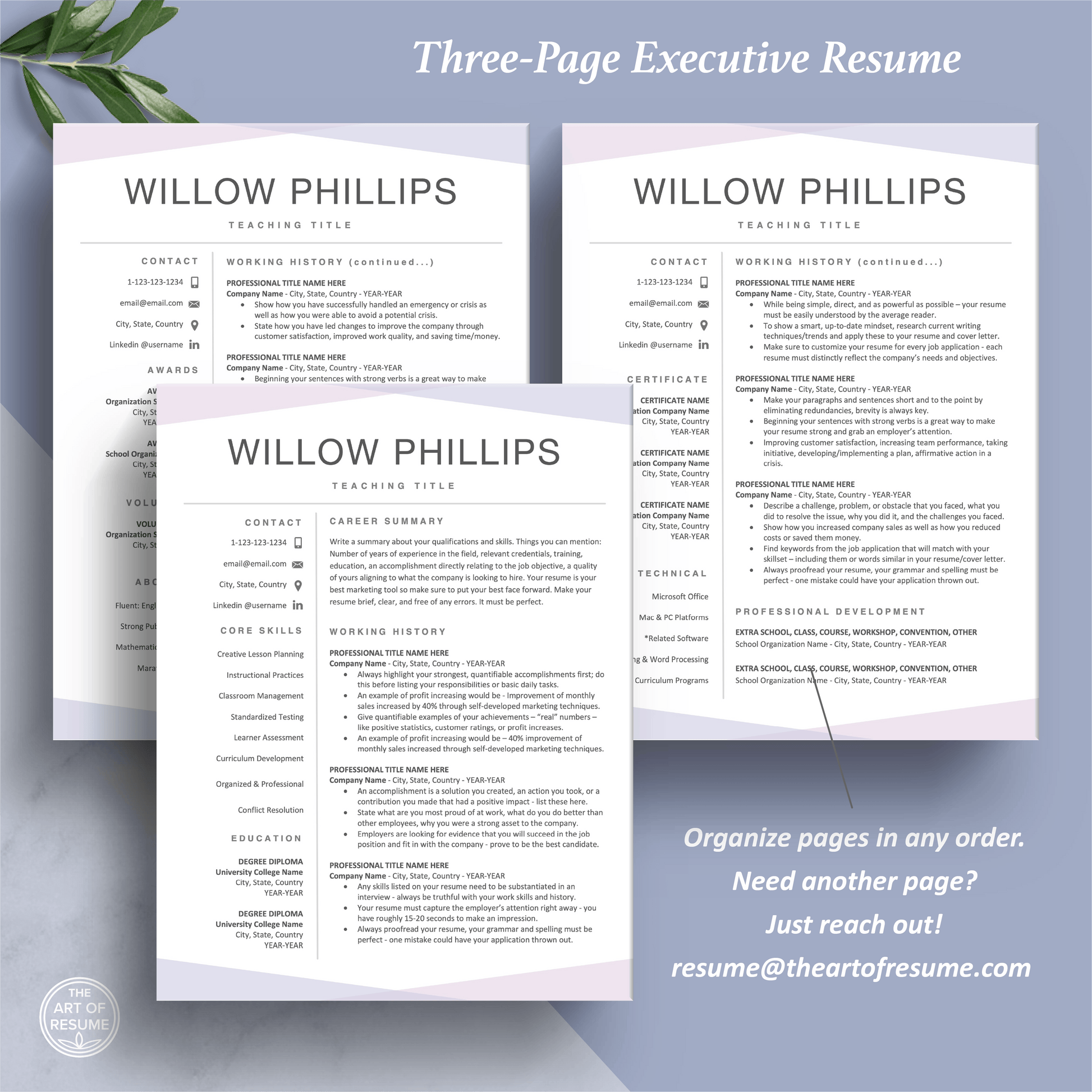 Resume Template Maker | Fully Editable Resume Template | Executive CV Download - The Art of Resume