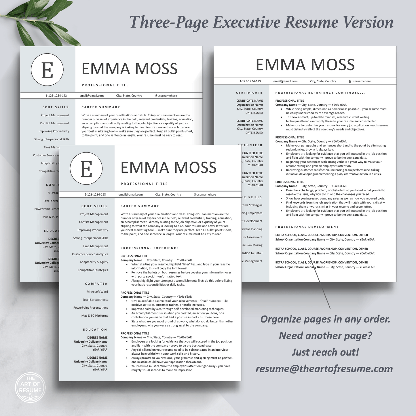 Professional Resume Templates | Modern Blue CV Design | Free Cover Letter - The Art of Resume