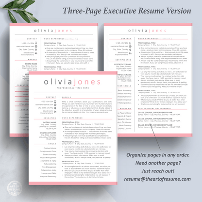 Professional CV | Modern Resume Design | Cover Letter - The Art of Resume