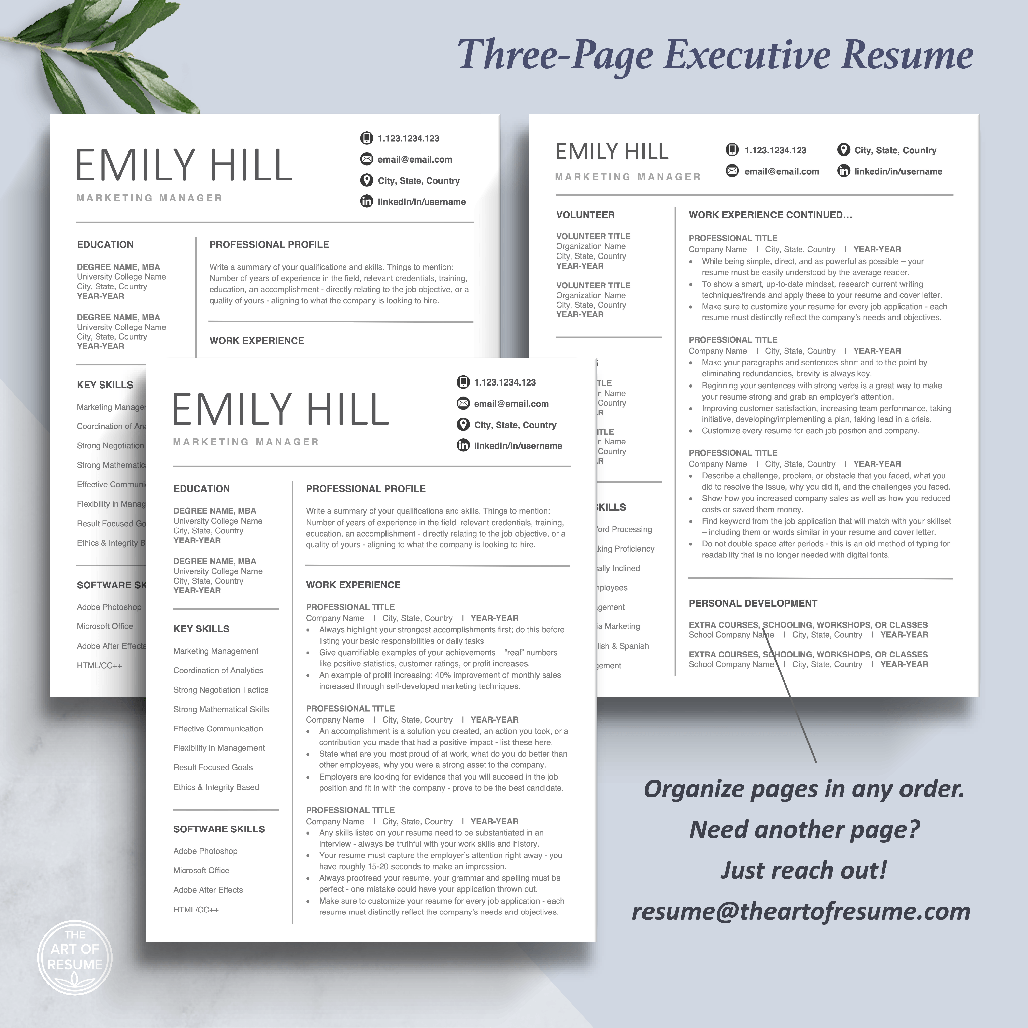 Resume CV Templates | Word & Mac Pages | FREE Cover Letter – The Art of ...