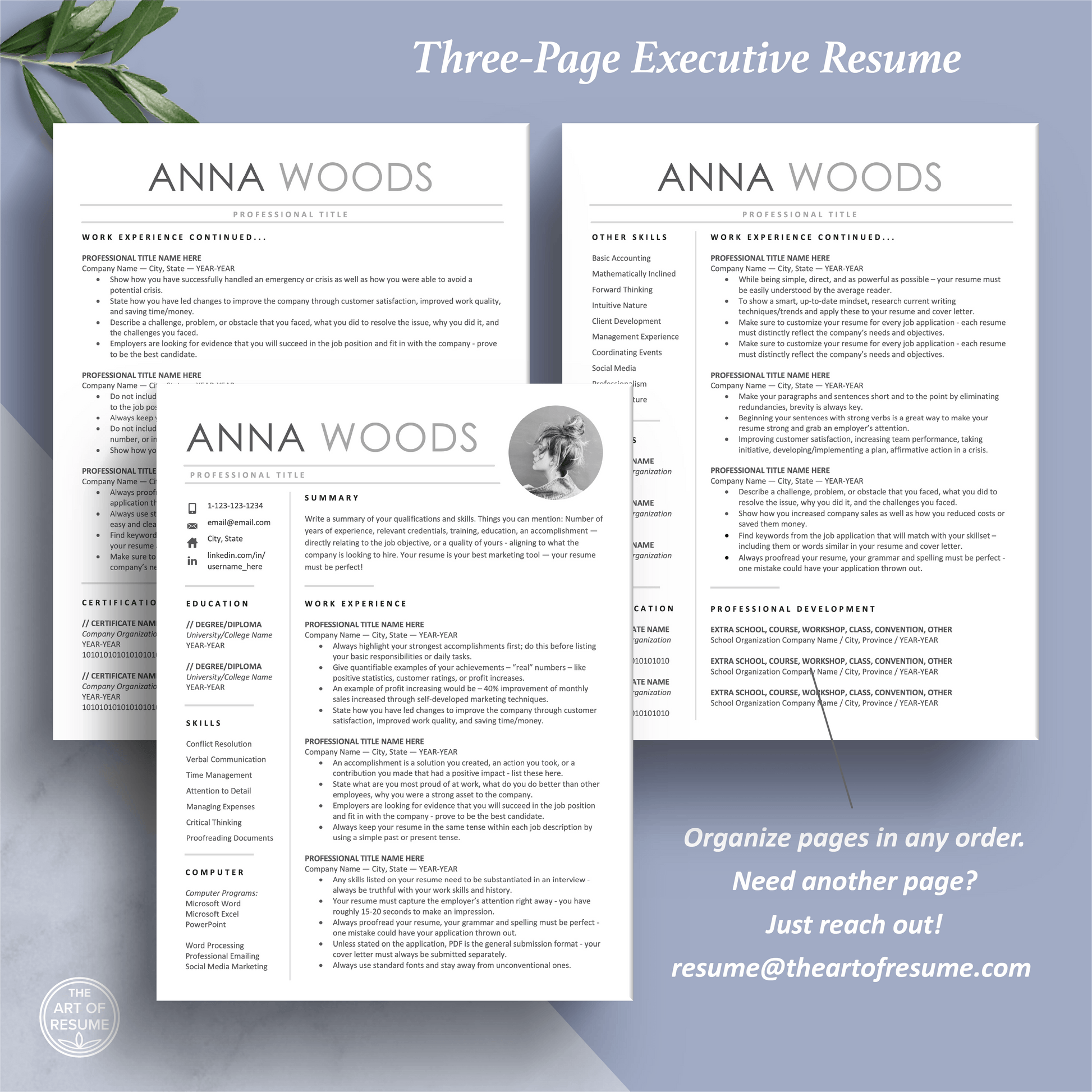 Professional Resume Bundle | Photo Picture Insert - The Art of Resume