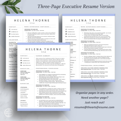 The Art of Resume Templates | Three-Page Professional Executive CEO C-Suite Level  Resume CV Template Format | Curriculum Vitae