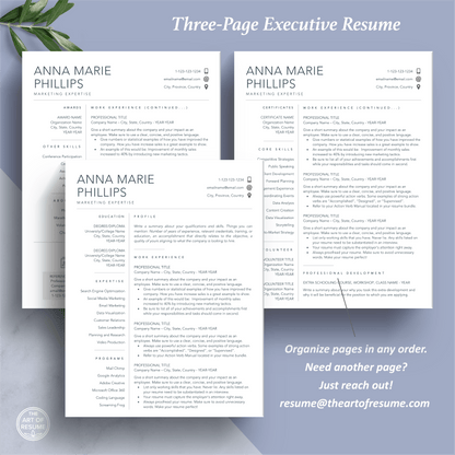 The Art of Resume Templates | Two Page Professional Simple Clean Minimalist Executive Resume CV Template | Curriculum Vitae