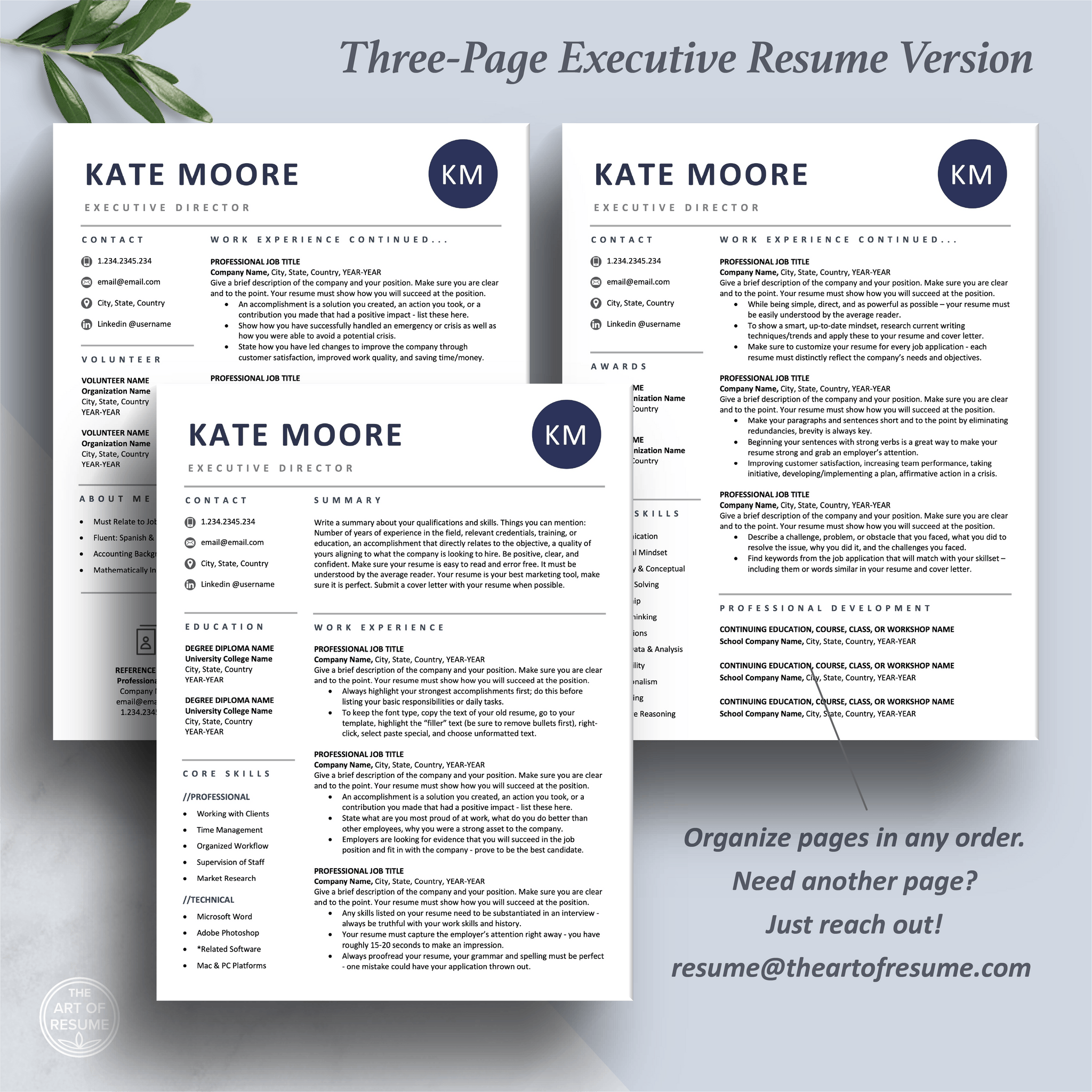 Professional Navy Blue Resume Template Design | Free Cover Letter – The ...