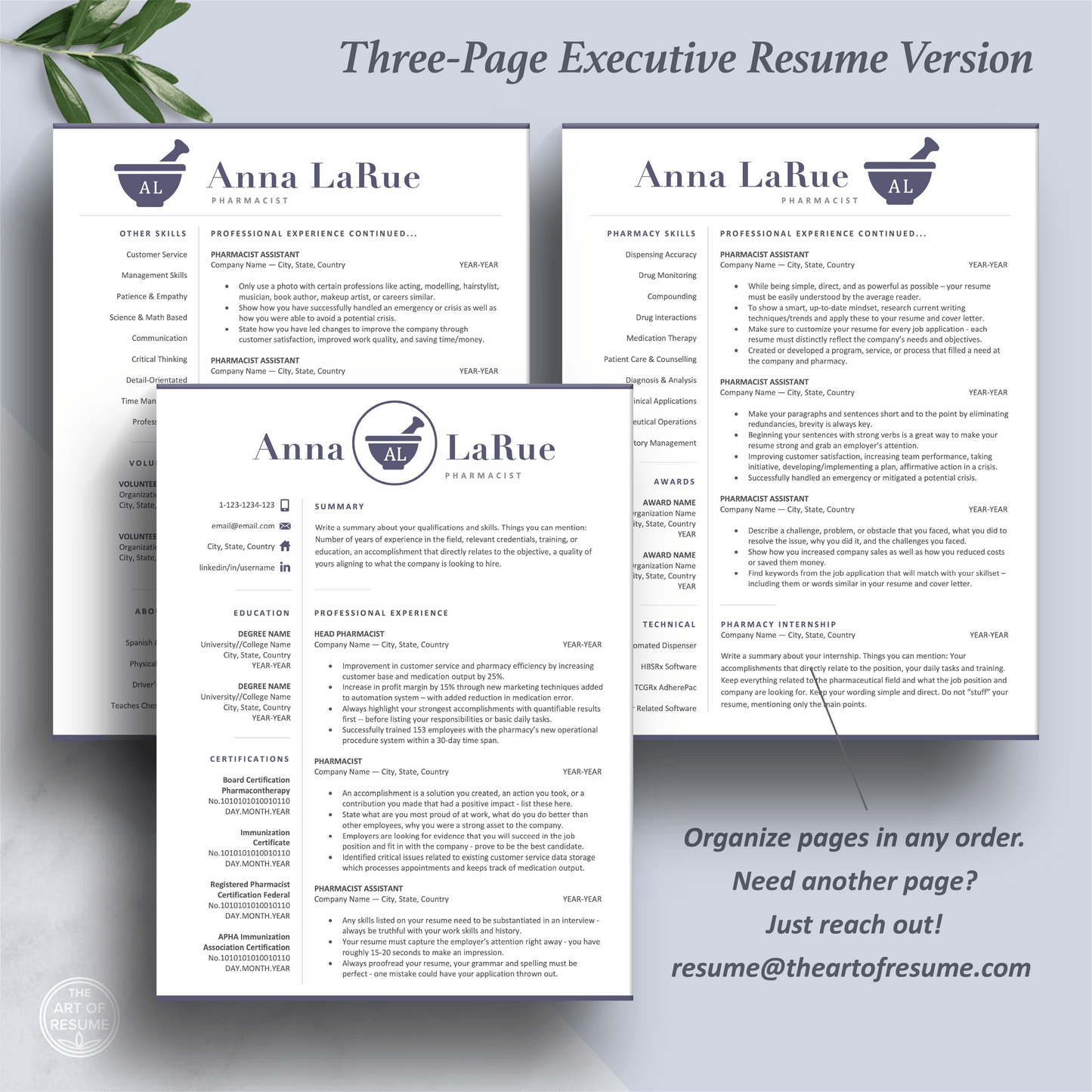 Pharmacist Resume Design | Pharmacy CV Template | Cover Letter - The Art of Resume
