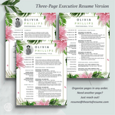 Floral Resume Template Builder | Creative CV with Cove Letter – The Art ...