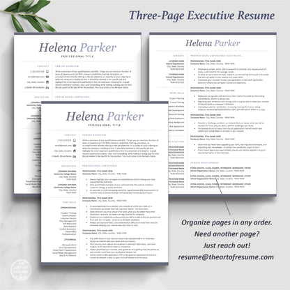 The Art of Resume Templates | Three-Page Executive C-Suite level Resume CV Template Format | Curriculum Vitae
