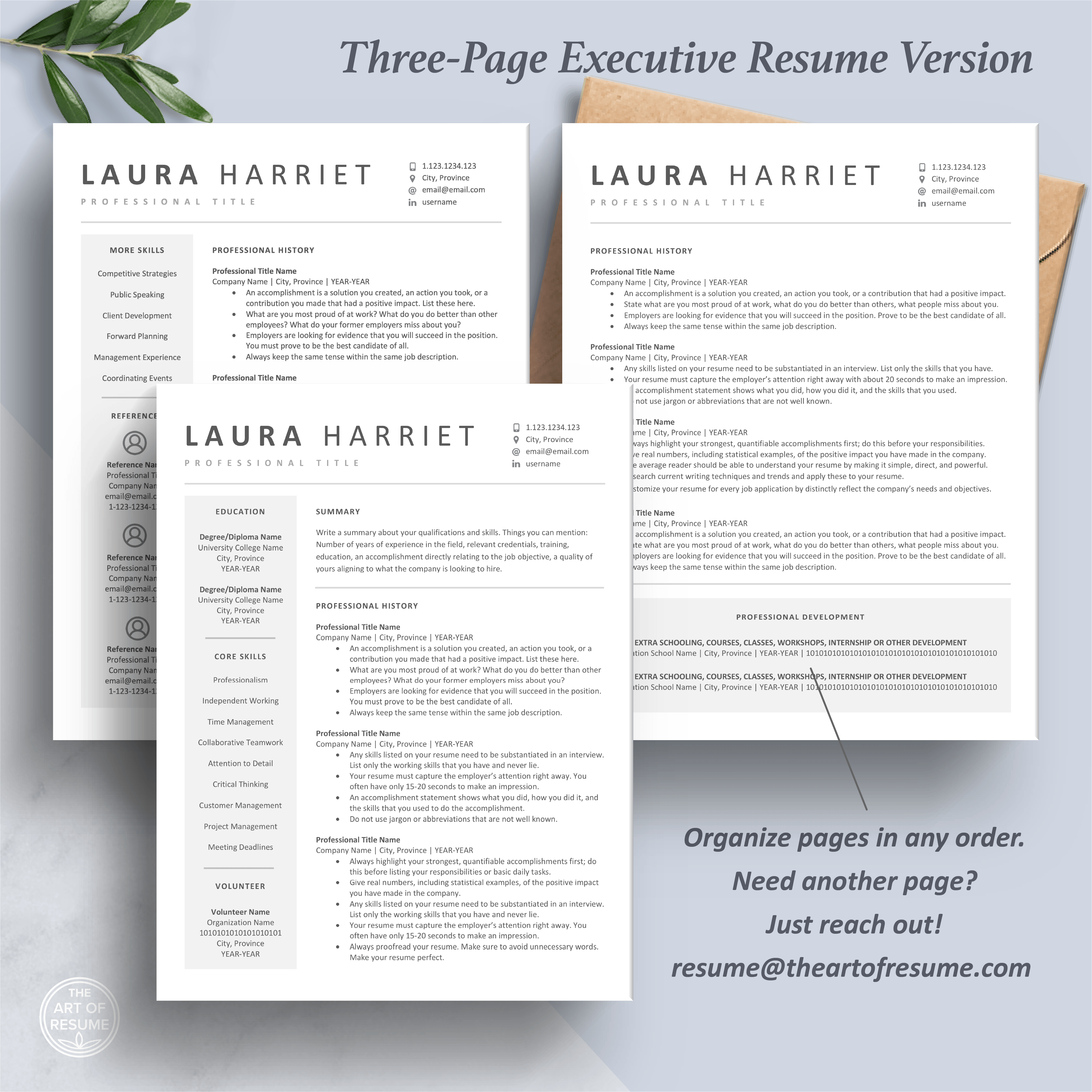 Professional Resume Templates | Free Cover Letter | Modern CV – The Art ...