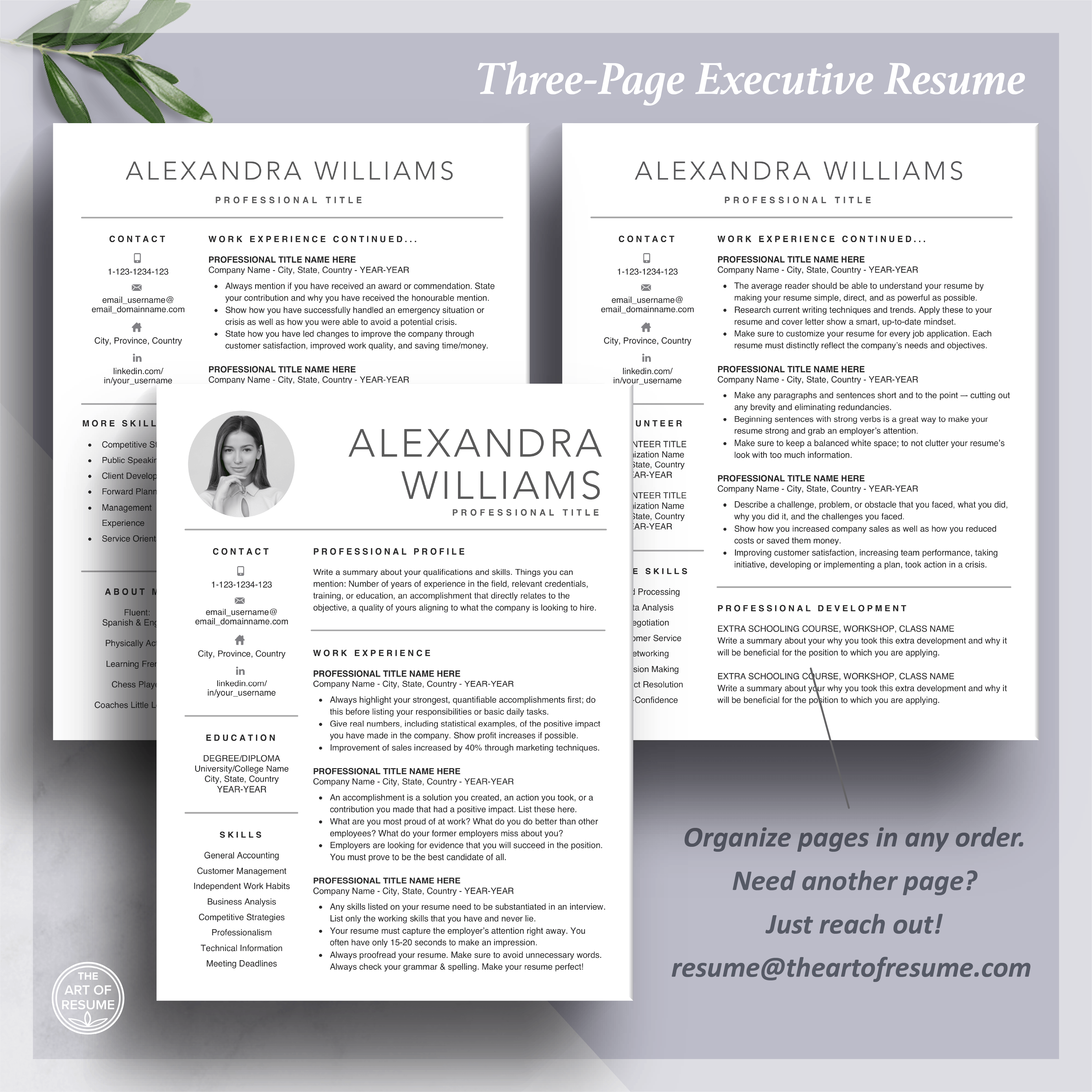 Free Resume Template with Headshot Photo and Cover Letter – The Art of ...