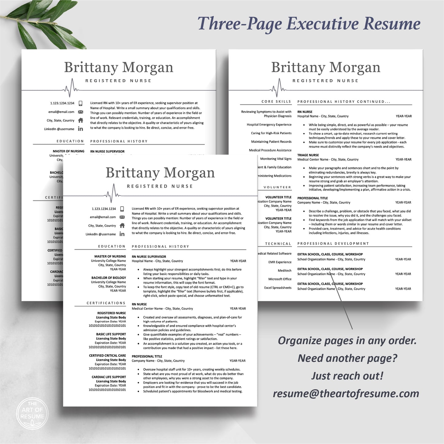 The Art of Resume Templates | Three-Page Nurse Medical Doctor Resume CV Template Format | Curriculum Vitae