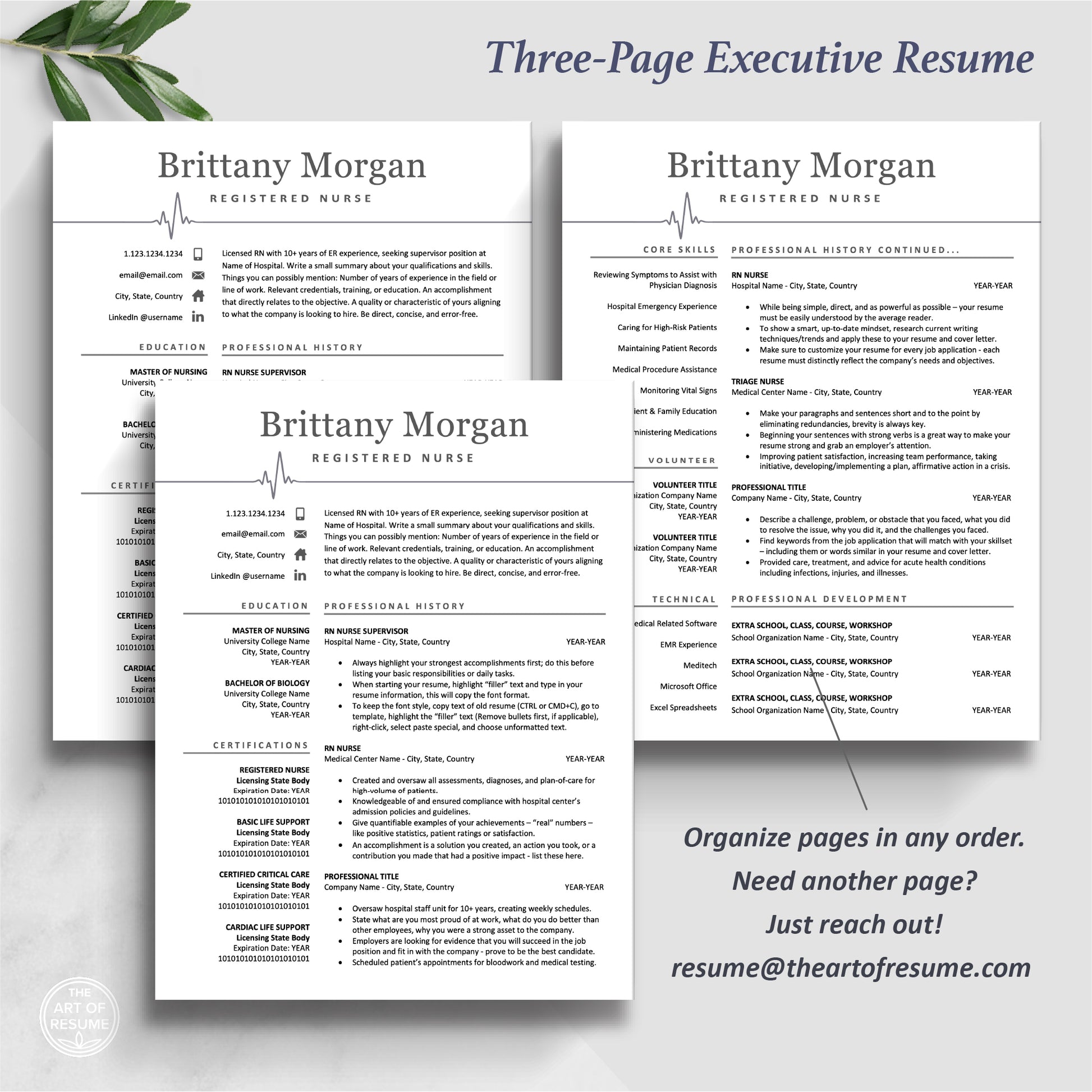 The Art of Resume Templates | Three-Page Nurse Medical Doctor Resume CV Template Format | Curriculum Vitae