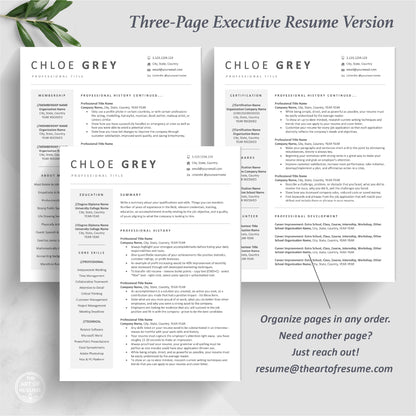 The Art of Resume | Professional Minimalist Resume CV Template Design Bundle | Three Page Resume Format