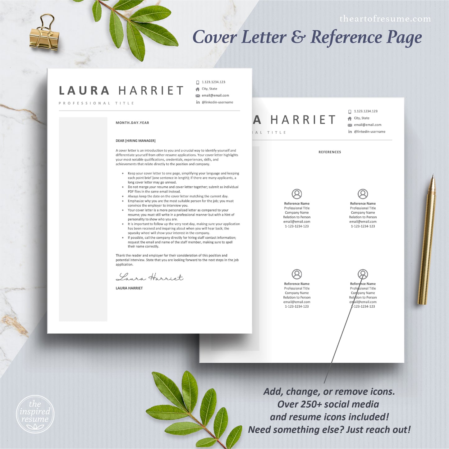 The Art of Resume Templates | Professional Modern Cover Letter and Reference Page Templates Download