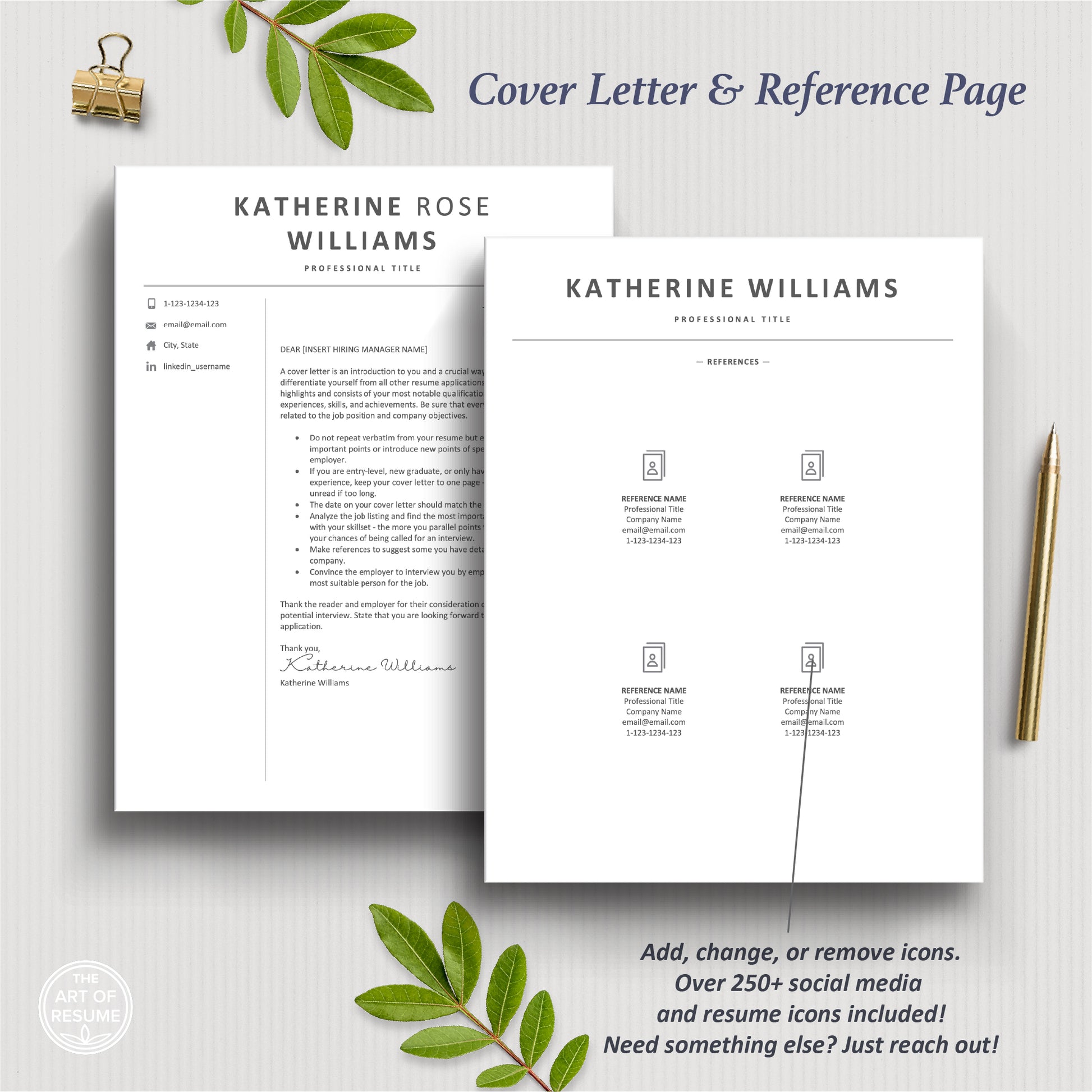 The Art of Resume Templates | Professional Simple Modern Cover Letter and Reference Page Templates Download Free