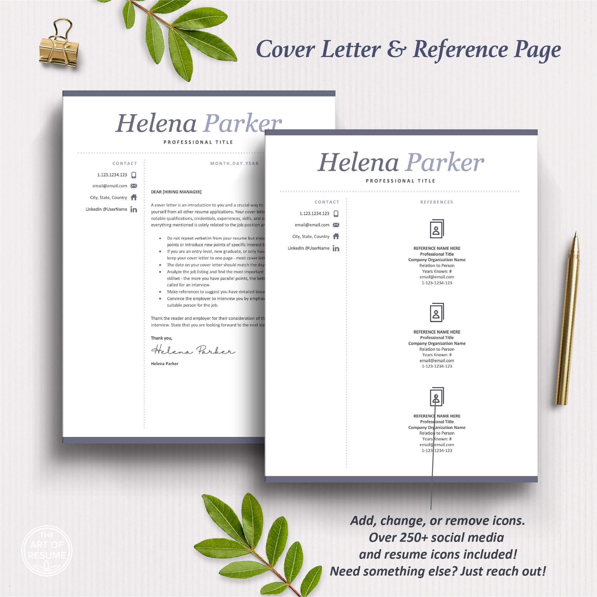 The Art of Resume Templates | Professional Modern Cover Letter and Reference Page Templates Download
