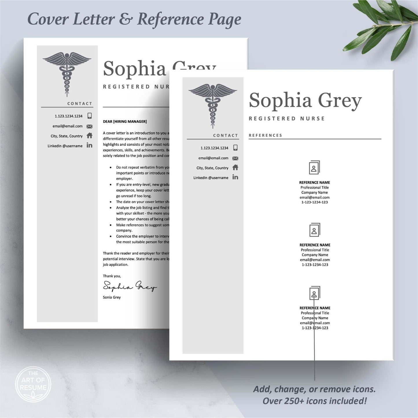 The Art of Resume Templates | Medical, Nurse, Doctor Cover Letter and Reference Page Templates Download