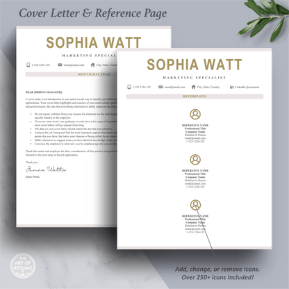 The Art of Resume | Pink Resume Template Design Bundle | Cover Letter and Reference Page