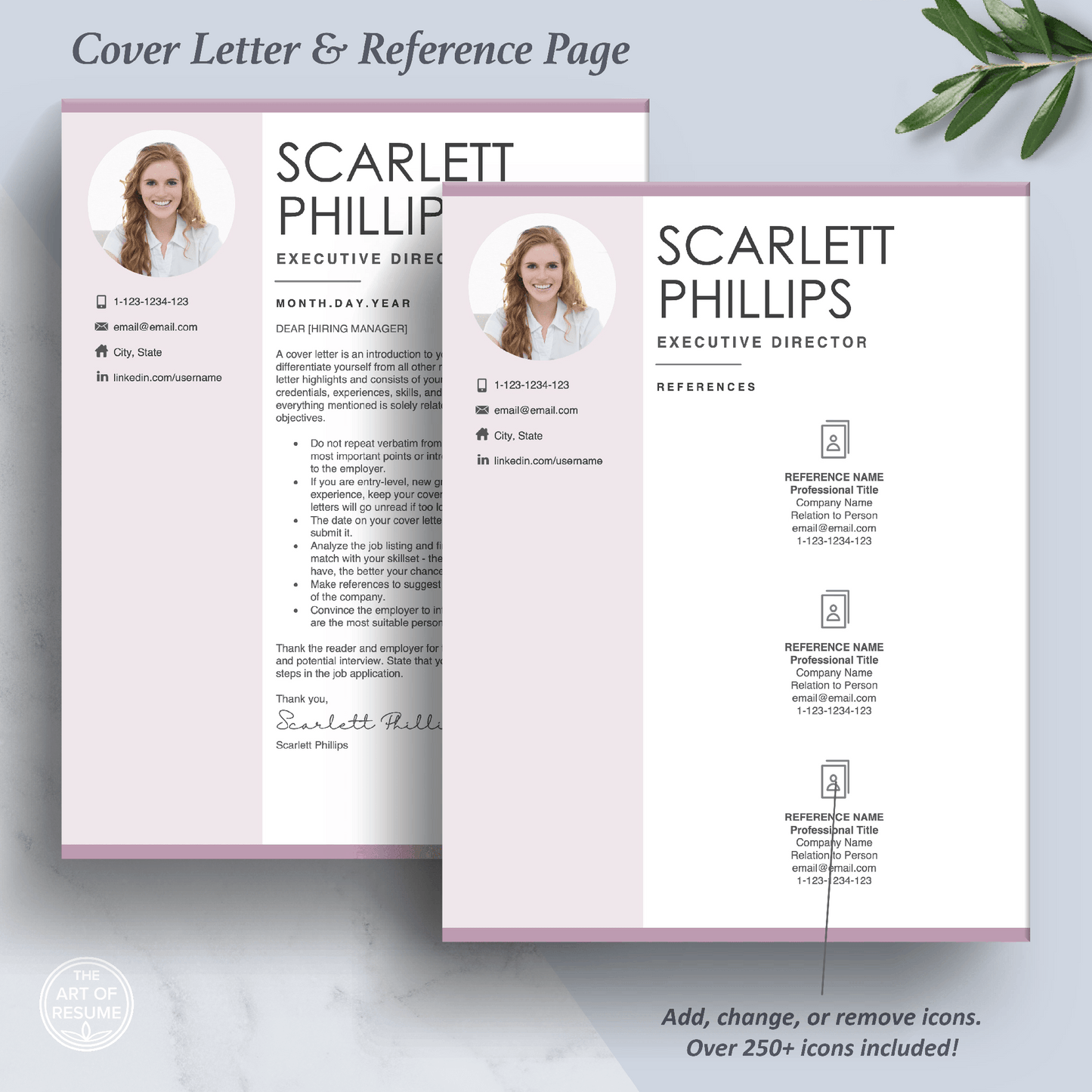 The Art of Resume Templates | Executive C Suite Level Cover Letter and Reference Page Templates Download