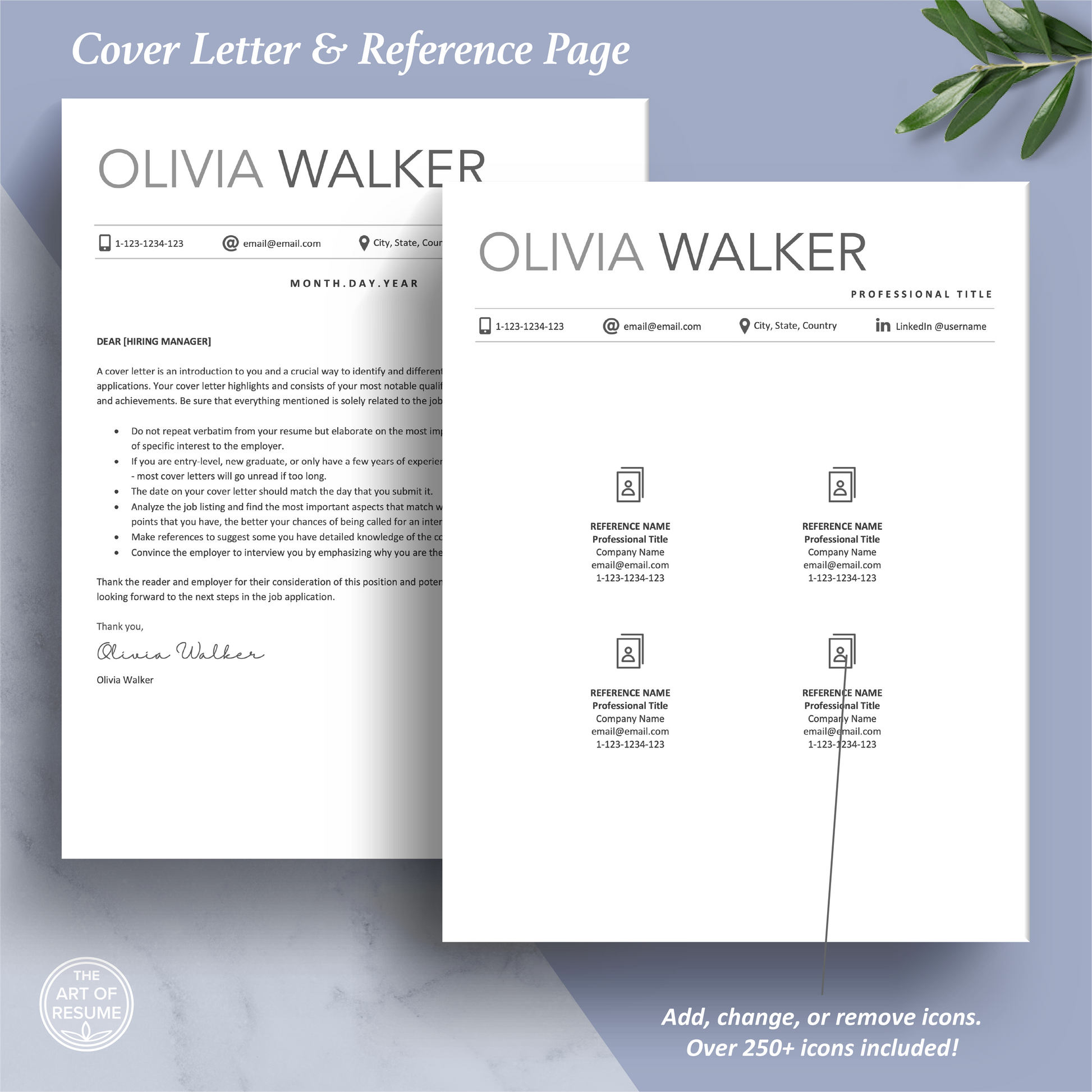 The Art of Resume Templates | Professional Cover Letter and Reference Page Templates Download