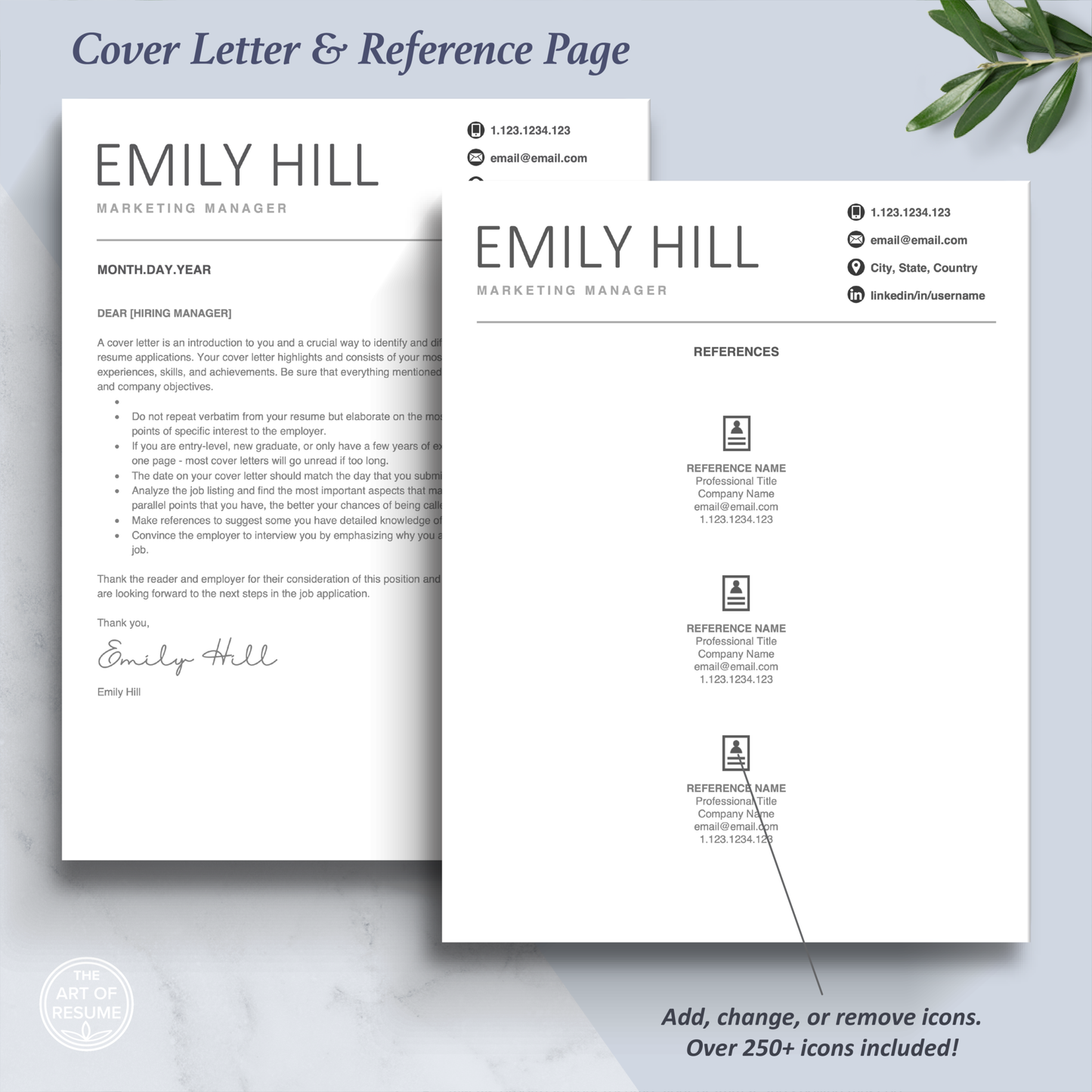 Professional Cover Letter and Reference Page Design Templates Download