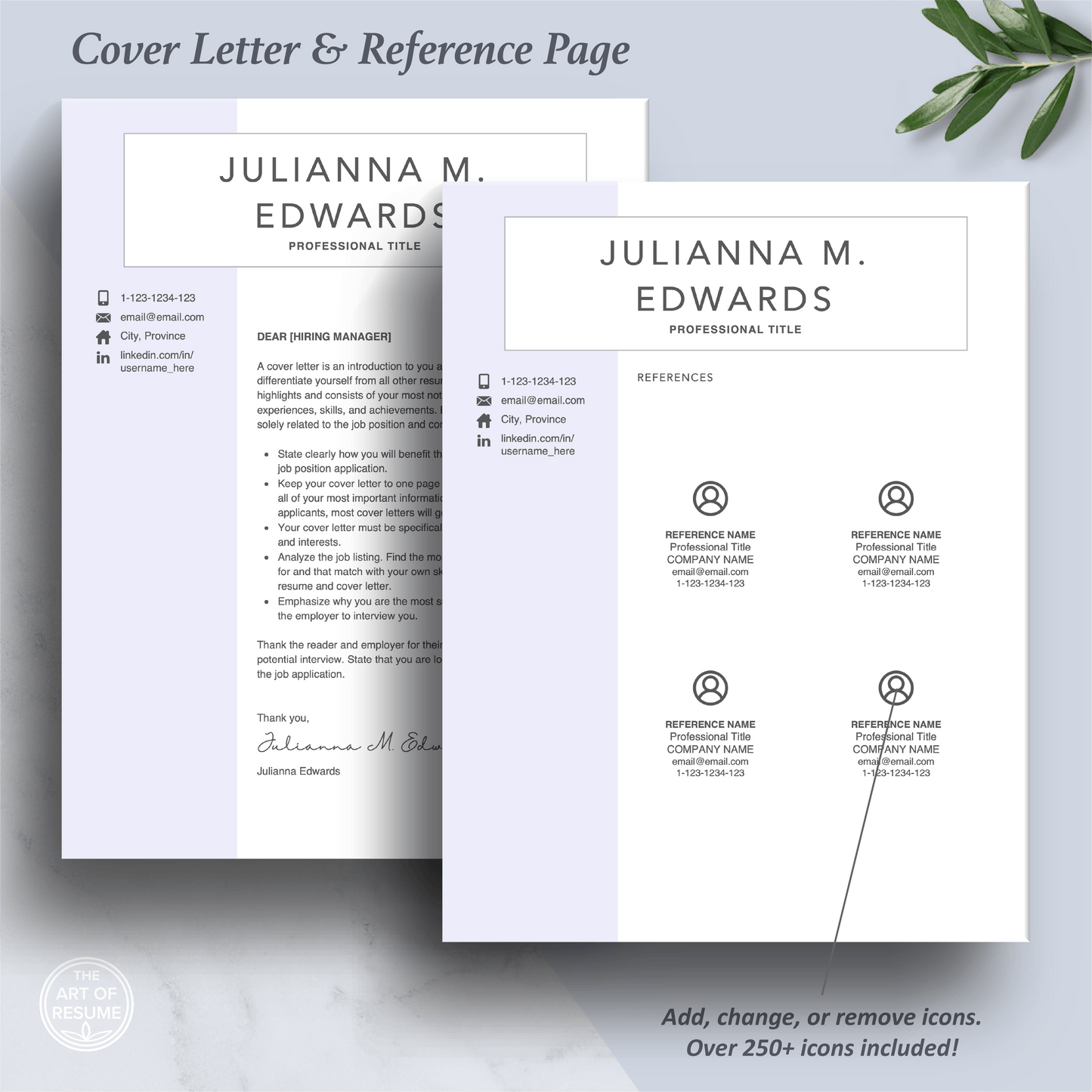 Professional Resume Template | Word & Pages | Free Cover Letter