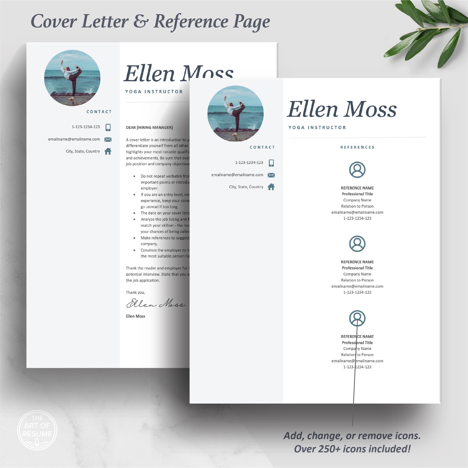 The Art of Resume Templates | Yoga Teacher Cover Letter and Reference Page Templates Download