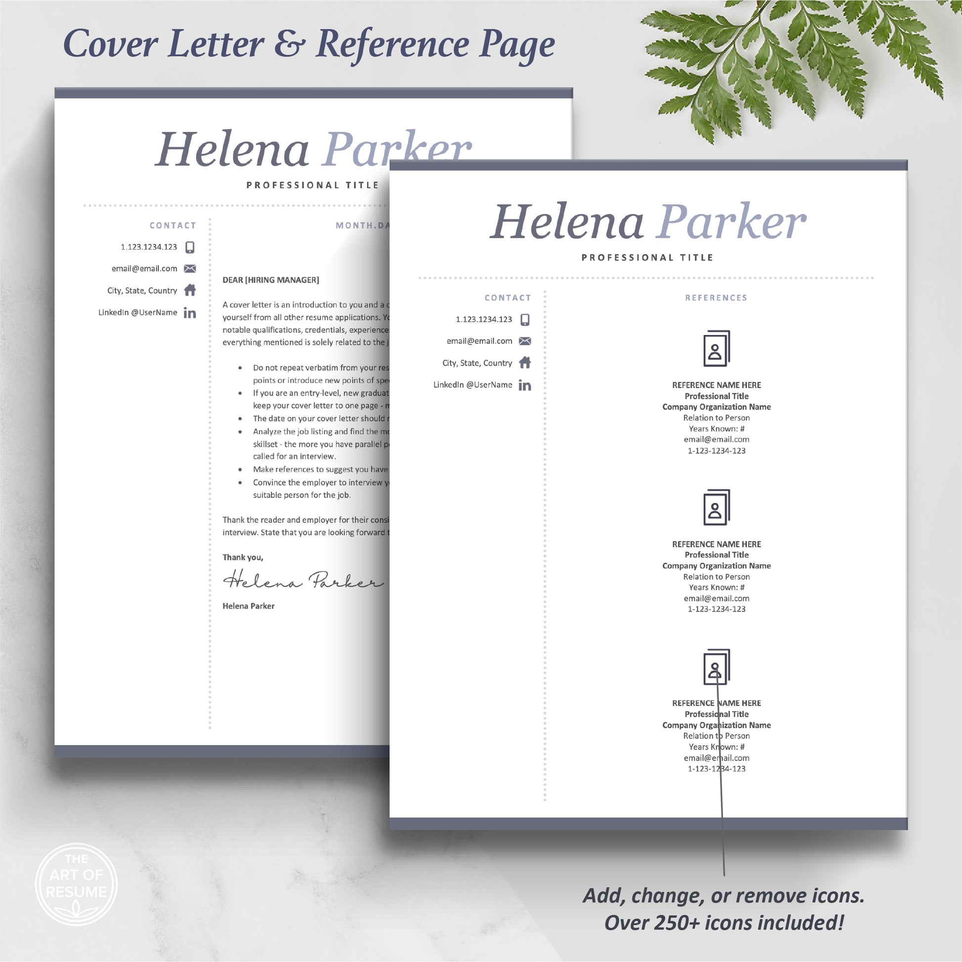 The Art of Resume Templates | Professional  Cover Letter and Reference Page Templates Download
