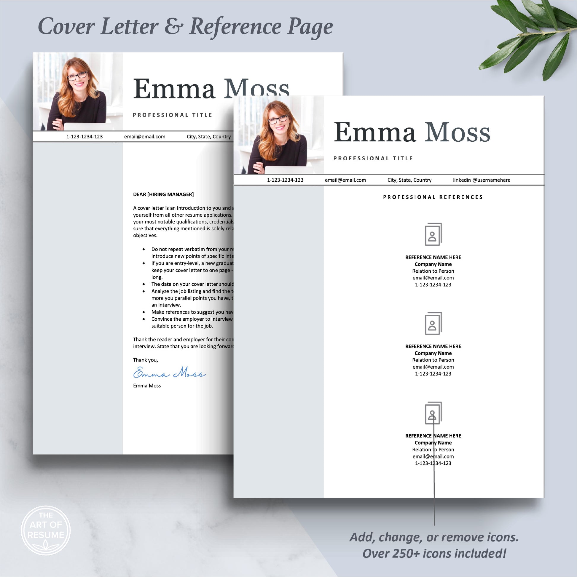 The Art of Resume Templates | Executive C Suite Level Cover Letter and Reference Page Templates Download