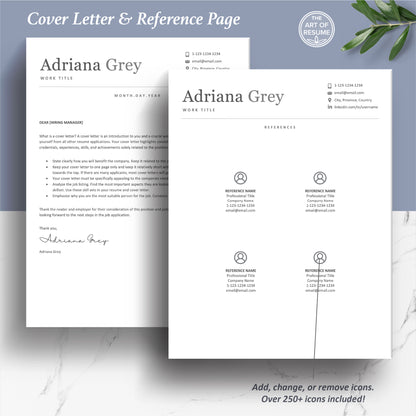 The Art of Resume | Professional Resume CV Template Bundle Design | Cover Letter and Reference Page Templates