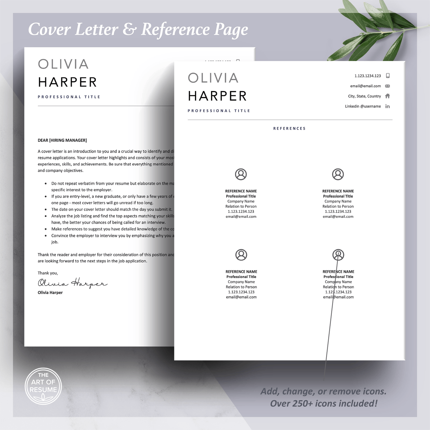 Executive Resume Template | Simple Professional CV Template | Free Cover Letter