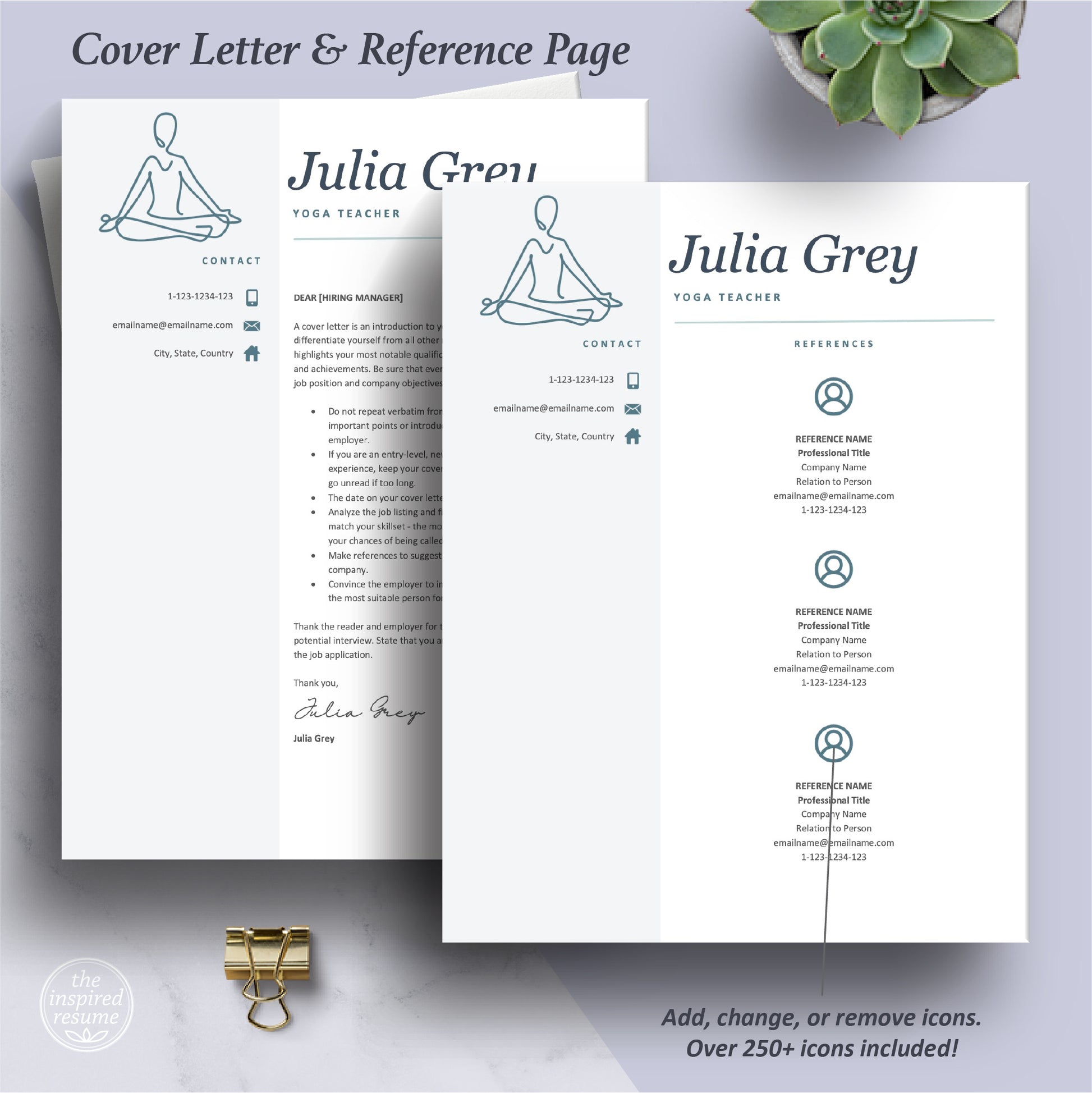 The Art of Resume Templates | Professional Yoga Teacher, Yoga Instructor Cover Letter and Reference Page Templates Download