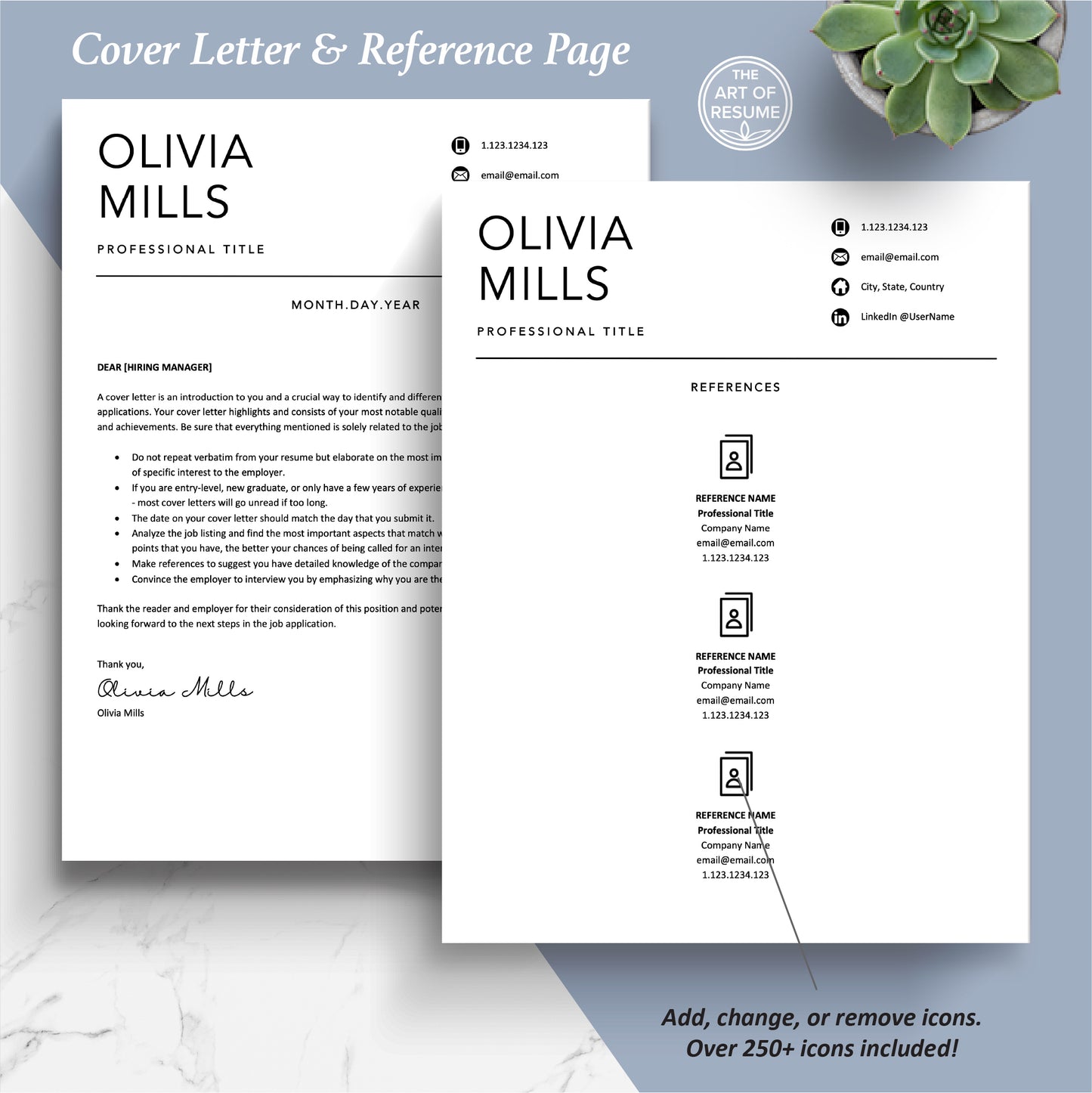 The Art of Resume Templates | Professional Simple Cover Letter and Reference Page Templates Download