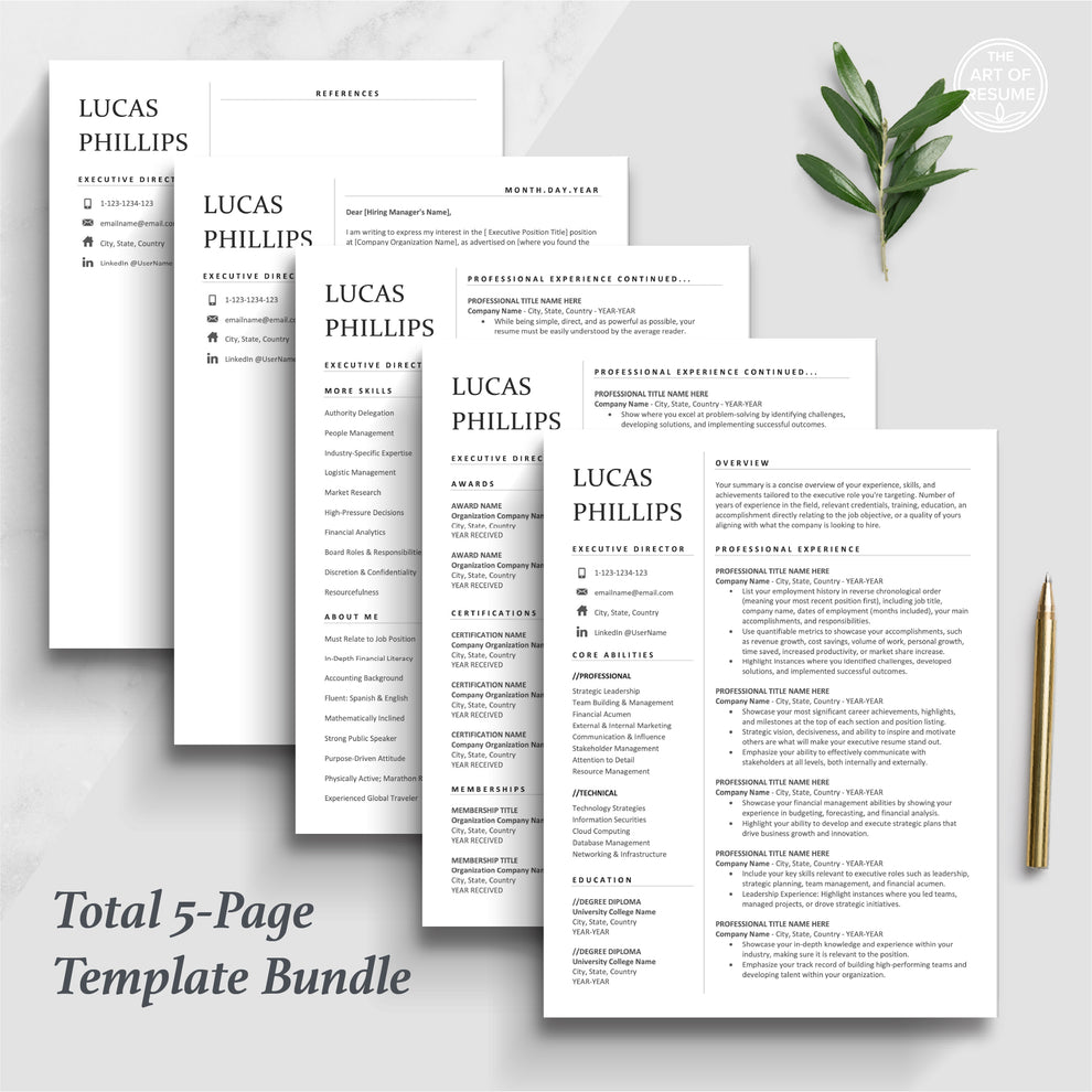Executive Resume | Professional Resume | Minimalist Resume – The Art of ...