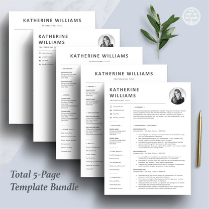 The Art of Resume | Professional Resume with Photo Template | 5 Resume Templates